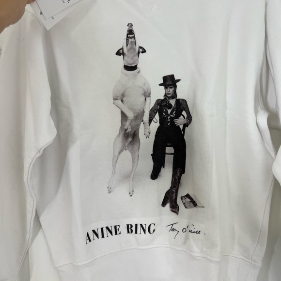 ANINE BING Ramona Sweatshirt AB x TO B White Pullover - Picture 13 of 14